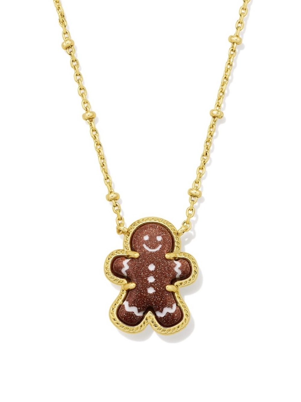 New Kendra Scott Gingerbread Man Pendant Necklace in Gold
